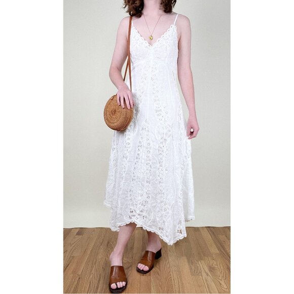 Polo Ralph Lauren 100% Linen Eyelet Lace Maxi Dress Wedding Graduation Coastal - Picture 5 of 13